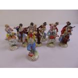 Dresden twelve piece monkey orchestra on raised circular base the colourful characters playing a