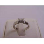 Platinum princess cut solitaire diamond ring, approx total weight 4.8g