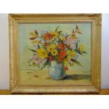 Elizabeth Bridge framed oil on canvas still life of flowers, signed bottom left, 50 x 61cm