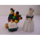 Royal Doulton figurine The Old Balloon Seller HN1315 and Royal Copenhagen figurine of a girl