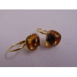 18ct yellow gold, citrine and diamond earrings, approx total weight 7.5g