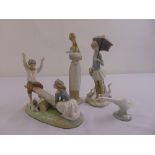 A quantity of Lladro figurines to include girl with geese, girl with lamb, children on a seesaw