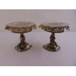 A pair of late 19th century silver plated fruit stands with vine chased pierced borders, vine