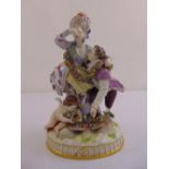 Meissen figural group of the Broken Bridge, marks to the base incised F63