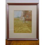 Roy Gerrard framed and glazed watercolour of a seated girl on a carpet, signed and dated 1977 bottom