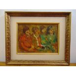 Haim Sitton framed oil on board of four singing children, signed bottom right, 24 x 33cm ARR