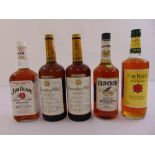 A quantity of bourbon to include Jim Bean, Four Roses, Old Crow and two bottles of Canadian Club