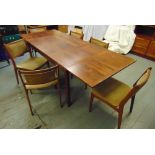 A late 20th century Danish rosewood rectangular dining table and six matching chairs (CITES