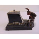 A Ronson monkey Picacig combined table lighter and cigarette box, chrome plated, enamelled brass and