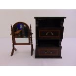 An Edwardian rectangular mahogany table top cabinet inlaid with satinwood, the two drawers with