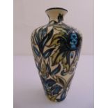 Moorcroft limited edition vase stylised leaf and floral design by Rachel Bishop, 13/100, marks to