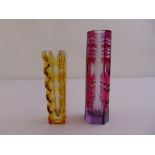 Two decorative coloured glass vases