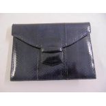 Oscar de la Renta navy blue snakeskin ladies evening bag