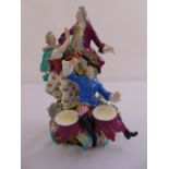 Meissen 19th century figural group of lovers and a seated musician A/F incised 1484