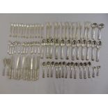 Victorian silver Kings pattern flatware for twelve place settings to include twelve table knives,