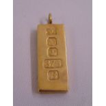 9ct yellow gold ingot, approx total weight 31.5g