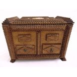 A 19th century American tramp work chip carved box