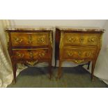 A pair of French kingswood rectangular inlaid chests, two drawers, gilded metal mounts and handles