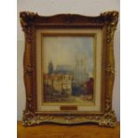 Ella Finley framed and glazed watercolour of a Dutch street scene with a Cathedral in the