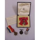 WWI 1914-15 Star, George V medal both attributed to Lieut C. Mackrell RFA and an MBE in fitted