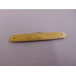 18ct yellow gold and stainless steel fruit knife, makers S.J. Rose