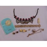 A quantity of silver and costume jewellery to include a bracelet, a ring, a necklace and a pendant