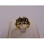 9ct yellow gold and garnet ring, approx total weight 4.8g