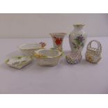 A quantity of Herend porcelain to include vases, dishes and a pin tray (7)