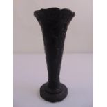 Wedgwood black basalt vase decorated with flowers and leaves, marks to the base
