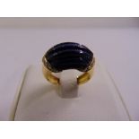 18ct yellow gold, lapis lazuli and diamond dress ring, approx total weight 5.3g
