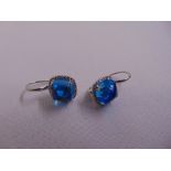 A pair of 18ct white gold, blue topaz and diamond earrings, approx total weight 12.5g