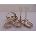 A quantity of silver and white metal to include vases and bonbon dishes (6)