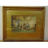 Cesare Provaggi framed and glazed watercolour of an interior scene, signed bottom right, 20 x 29cm