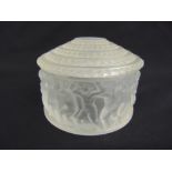 Lalique Enfants vanity powder box with pull of cover, marks to the base