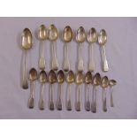 A quantity of silver flatware to include a George III serving spoon by Peter and William Bateman