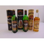 Two 75cl bottles of Glenfiddich single malt whisky and a bottle of Glengoyne single malt