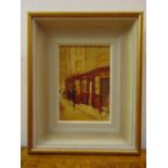 Mona Killpack framed oil on canvas of a street scene, signed bottom left, 25 x 18cm ARR applies