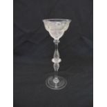 A Victorian cut glass bonbon dish on knopped stem and circular spreading base