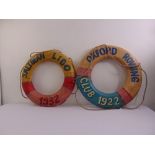 An Oxford Rowing Club 1922 lifesaver ring and a Saltdean Lido 1932 lifesaver ring