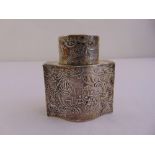 A Dutch silver tea caddy by Berthold Muller shaped rectangular with pull off cover, decorated