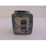 Troika square squat vase, decorated to the sides with abstract forms, signed to the base