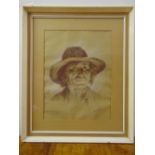 Franco Matania framed and glazed charcoal drawing titled Blind Poet of the Sacrament, signed