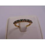 9ct yellow gold emerald and diamond half eternity ring, approx total weight 1.9g