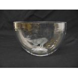 A Scandinavian glass bowl engraved with a stylised deer