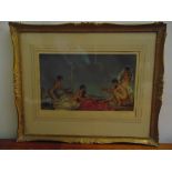 Russell Flint framed and glazed lithograph with blind stamp titled The Silver Mirror, signed
