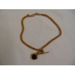 9ct yellow gold Albert chain with swivel seal and fob, approx total weight 22.3g