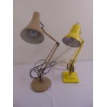 A vintage Herbert Terry yellow 1227 angle poise table lamp, together with one other (2)