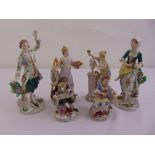 Six continental figurines in 18th century attire