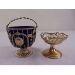 A Victorian silver sugar bowl, vase form, the wirework sides with applied flowers, leaves and husk