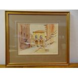 Alan Lyne framed and glazed watercolour of Bologna street scene, signed bottom right, 24 x 31cm